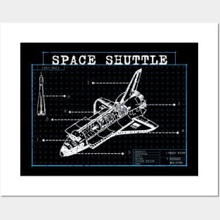 Space Shuttle Technical Blueprint Rocket Posters and Art